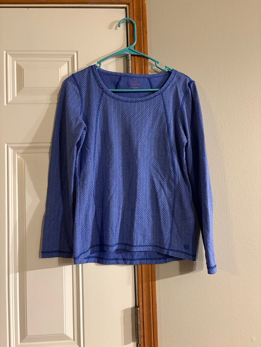 T by Talbots Women’s Blue Print Long Sleeve Top Size Small Nylon/Polyester